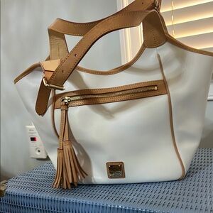 Dooney & Bourke White and Tan Leather Bag